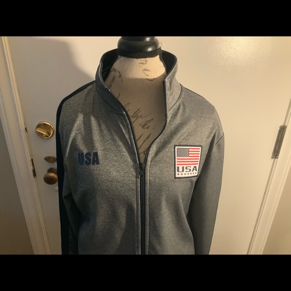 USA Full Zip Jacket Gray Light Weight Men’s Sz M - Picture 2 of 6